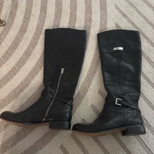 Black Leather Coach Knee-High Boots